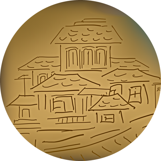 Close-up of the town: roofs, stairs and a long street