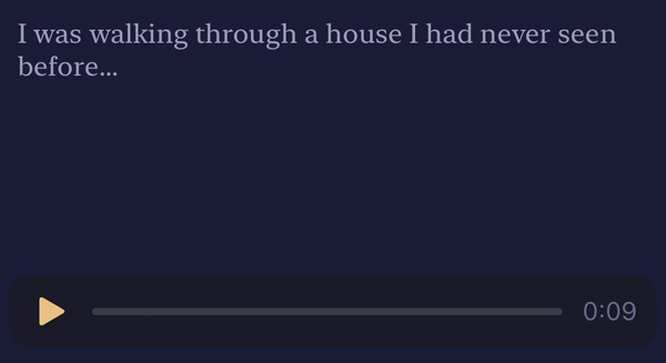 A voice recording with its transcription below