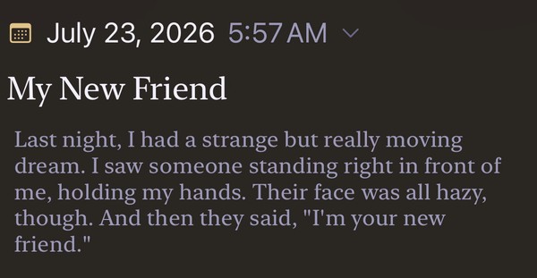 A dream entry with the date already filled in